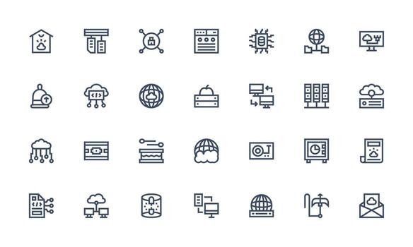 servidor icono conjunto con 28 negrita línea gráficos digital icono colección vector