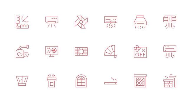 18 Minimal Line Vectors for Ventilation Theme Flexible Icon System for Web Interfaces