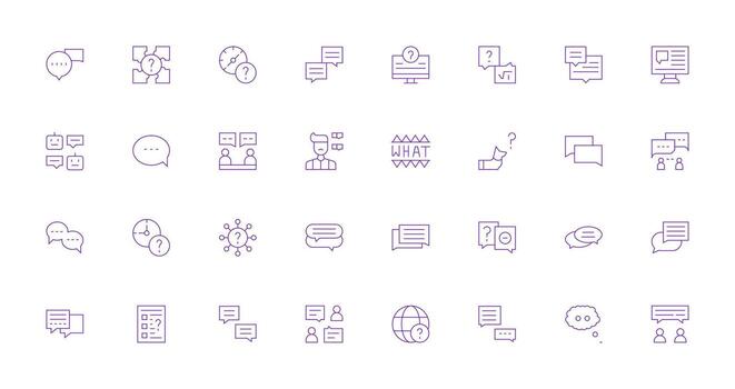 Question Visual Pack containing 32 Thin Line Icons Customizable Icon Series for Mobile Screens vector