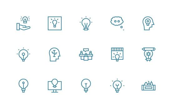 regular línea íconos desde lluvia de ideas conjunto con 15 vectores organizado paquete para proyecto bienes