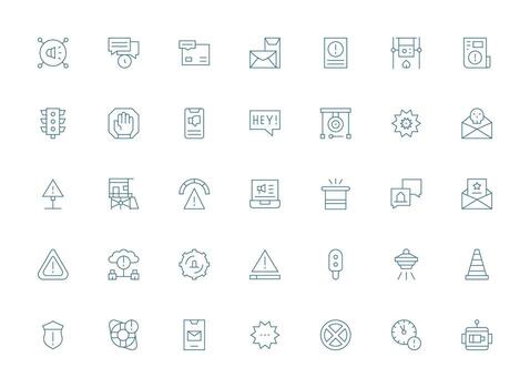 35 Icons for Alert in Light Line Format UI-Ready Icon Collection vector
