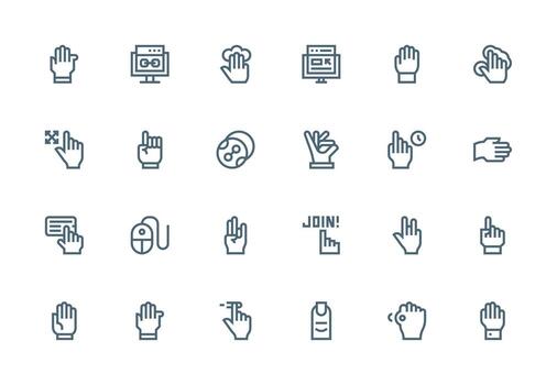 24 grueso línea línea vectores para hacer clic tema simplificado icono paquete para visual herramientas