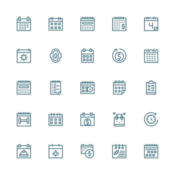 Monthly featuring 25 Icons in Medium Stroke Outline Design Icon Set for Web vector