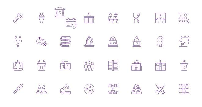 Assembly Set with 32 Thin Line Icons Digital Icon Collection vector