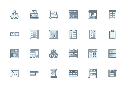 Boxes featuring 24 Icons in Thick Line Line Design Clean Icon Collection for Web Use vector