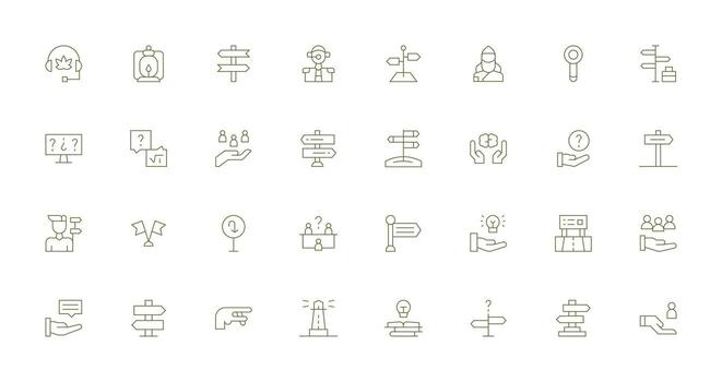 Guidance including 32 Thin Line Illustrations Interface Icon Collection for Daily Projects vector