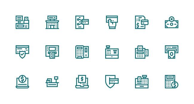 Credit Card featuring 18 Icons in Strong Stroke Line Design Web and App Icon Pack Collection vector