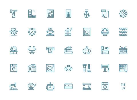 Regular Clean Line Icons from Machine Set with 35 Vectors Complete Icon Set for Mobile Apps