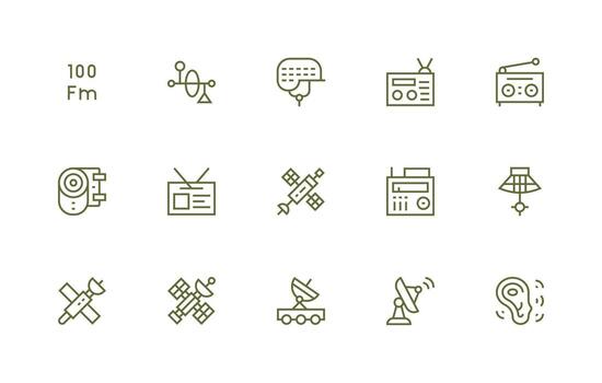 receptor diseño íconos presentando 15 en regular línea estilo icono conjunto vector