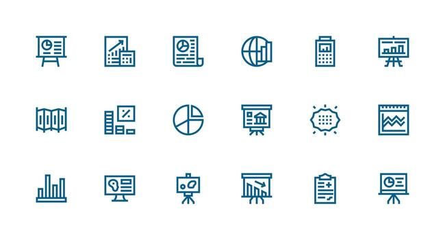 fuerte carrera línea estilo gráfico íconos con 18 vectores línea icono colección