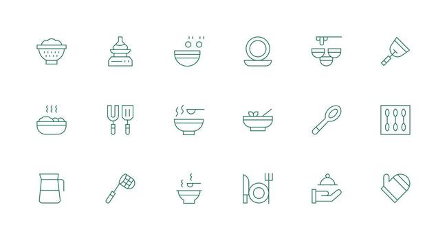 mínimo línea íconos desde vajilla conjunto con 18 vectores bien estructurado íconos para creativo utilizar