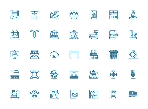 35 Regular Clean Line Icons for Platform Graphics Clear and Concise Icon Set Collection vector