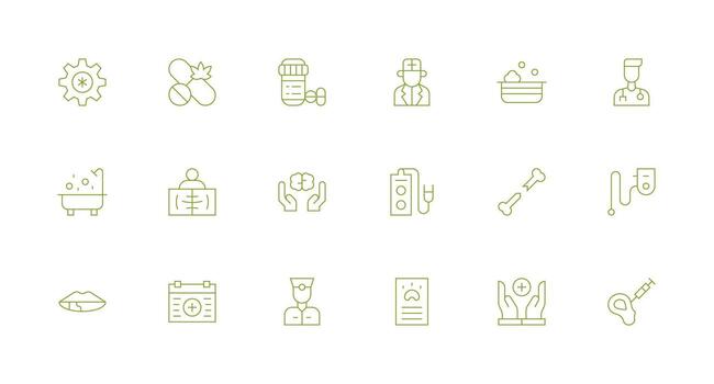 Therapy featuring 18 Icons in Minimal Line Design Reliable Icons for All Interfaces vector