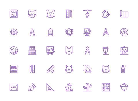 Regular Clean Line Icons from Drawing Set with 35 Vectors Simple Icons for Interface and Wireframes