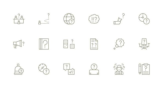 Minimal Line Icons from Doubt Set with 18 Vectors Universal Icon Pack