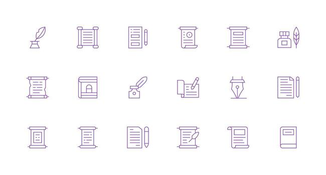 18 Minimal Line Vectors for Manuscript Theme Customizable Icon Series for Mobile Screens