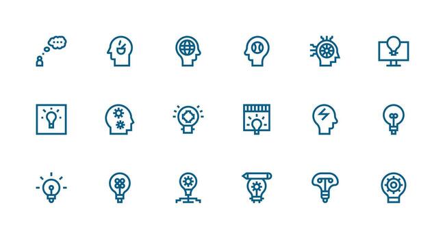 18 Icons for Thinking in Strong Stroke Line Format Interface Icon Collection vector