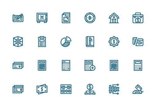 grueso línea línea íconos desde Finanzas conjunto con 24 vectores sencillo íconos para interfaz y wireframes