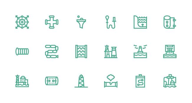 18 Strong Stroke Line Style Icons from Pipeline Collection Scalable Icon Pack vector