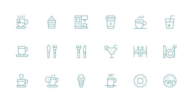 Minimal Line Icons from Cafe Icon Set with 18 Vectors Icon Set for Web