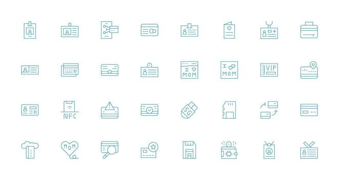 Thin Line Icons from Card Set with 32 Vectors Flexible Icon System for Web Interfaces