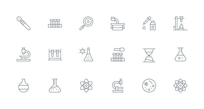 investigación laboratorio icono conjunto con 18 mínimo línea gráficos de múltiples fines icono conjunto vector