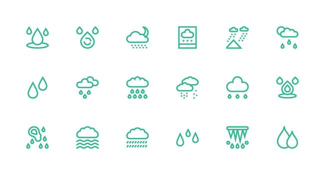 Drizzle Visual Pack containing 18 Strong Stroke Line Icons Well-Structured Icons for Creative Use vector