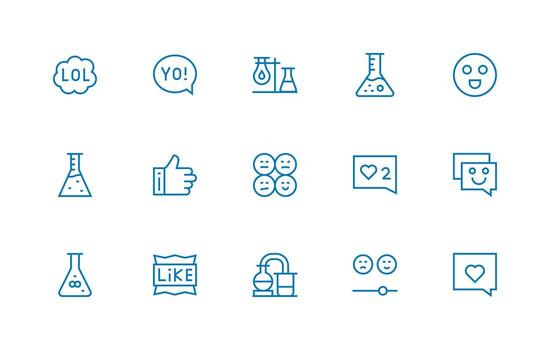 Regular Line Style Reaction Icons with 15 Vectors Editable Icon Collection