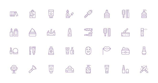 32 Thin Line Style Icons from Cosmetic Collection Well-Structured Icons for Creative Use vector