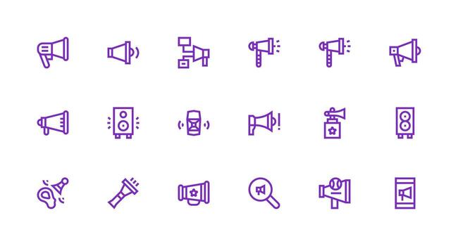 18 fuerte carrera línea íconos para altoparlante gráficos limpiar icono colección para web utilizar vector