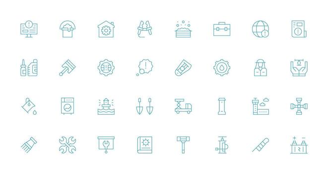 Maintenance featuring 32 Icons in Thin Line Design Fully Editable Icon Set for Web vector