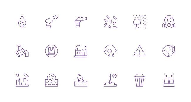 18 Minimal Line Vectors for Pollution Theme Simple Icons for Interface and Wireframes