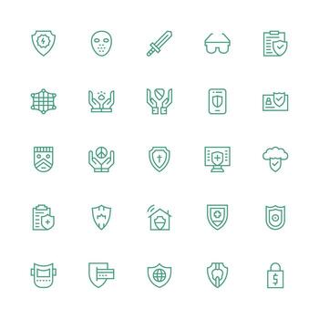 25 Medium Stroke Outline Icons for Shield Graphics High-Resolution Icons for Any Platform vector
