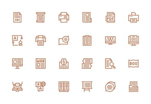 24 íconos para texto en grueso línea línea formato usuario interfaz íconos para digital productos vector