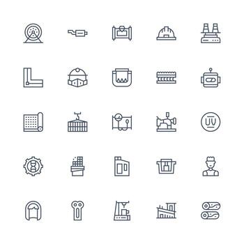 Medium Stroke Outline Style Manufacturing Icons with 25 Vectors Clean Icon Collection for Web Use