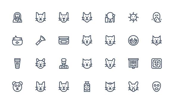 28 Bold Line Icons for Face Graphics Simple Icons for Interface and Wireframes vector