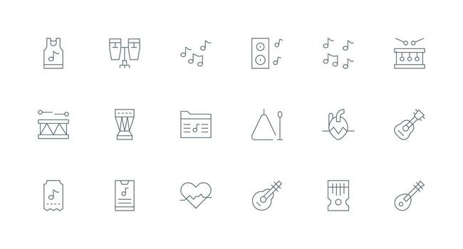 18 íconos para ritmo en mínimo línea formato icono paquete para varios temas vector