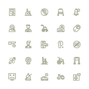 25 Medium Stroke Outline Vectors for Disabled Theme Complete Icon Bundle for Web Design