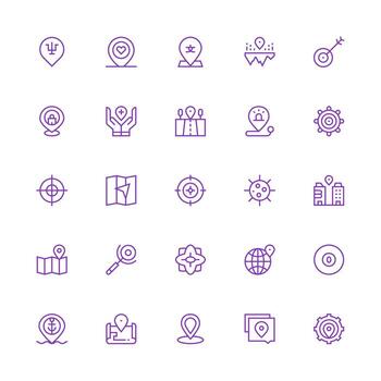 determinar con precisión diseño íconos presentando 25 en medio carrera contorno estilo mínimo icono conjunto para interfaz proyectos vector