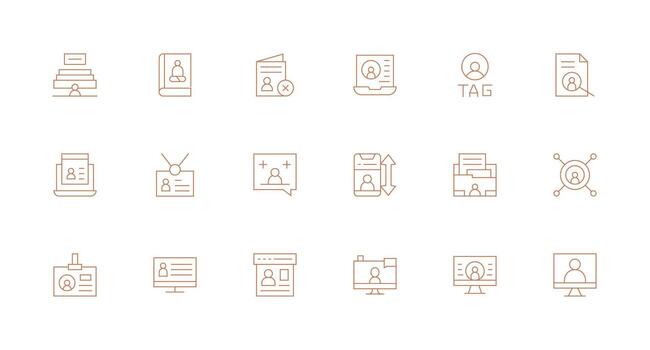 18 mínimo línea estilo íconos desde usuario perfil colección bien estructurado íconos para creativo utilizar vector