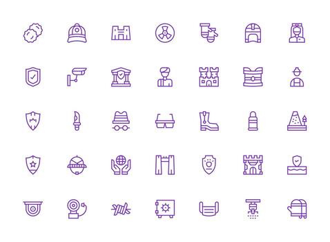 35 Regular Clean Line Style Icons from Protection Collection Fully Editable Icon Set for Web vector