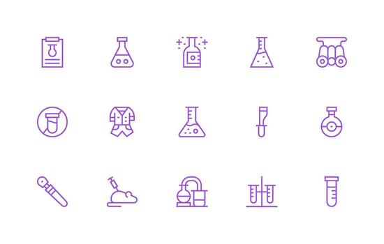 15 Icons for Experimentation in Regular Line Format Compact Icon Set vector