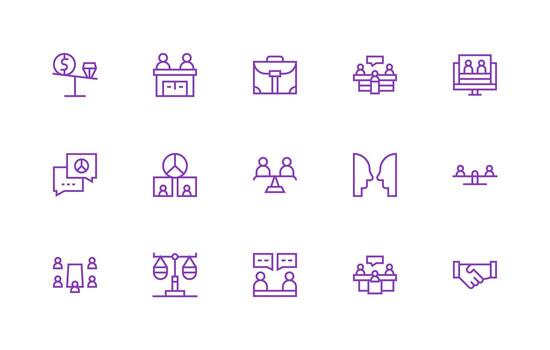 Negotiation including 15 Regular Line Illustrations Customizable Icon Series for Mobile Screens vector