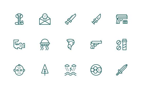 Dangerous Icon Collection with 15 Regular Line Designs Neatly Designed Icons for Web Platforms vector