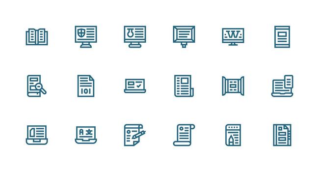 18 Icons for Digital Document in Strong Stroke Line Format Essential Icon Set for Teams vector