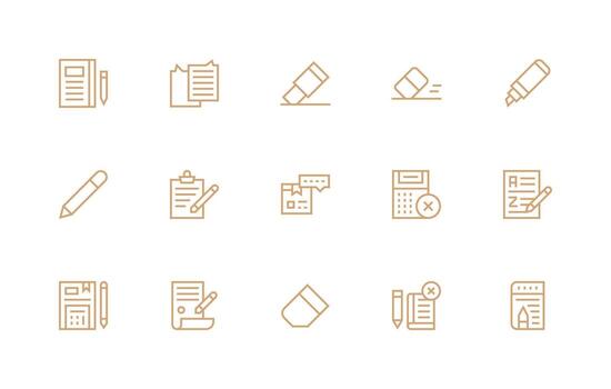 Regular Line Style Correction Icons with 15 Vectors Display Icon Pack