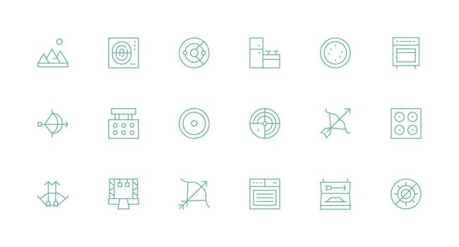 rango presentando 18 íconos en mínimo línea diseño pulcramente diseñado íconos para web plataformas vector