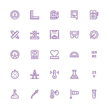 medición incluso 25 medio carrera contorno ilustraciones limpiar icono colección para web utilizar vector