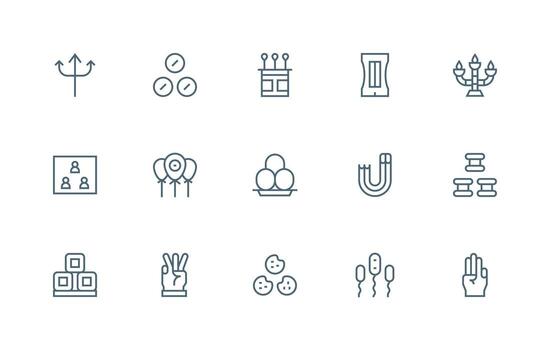 Three including 15 Regular Line Illustrations Scalable Icons for Cross-Platform Interfaces vector