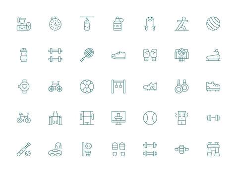 Light Line Style Exercise Icons with 35 Vectors Icon Set for Projects